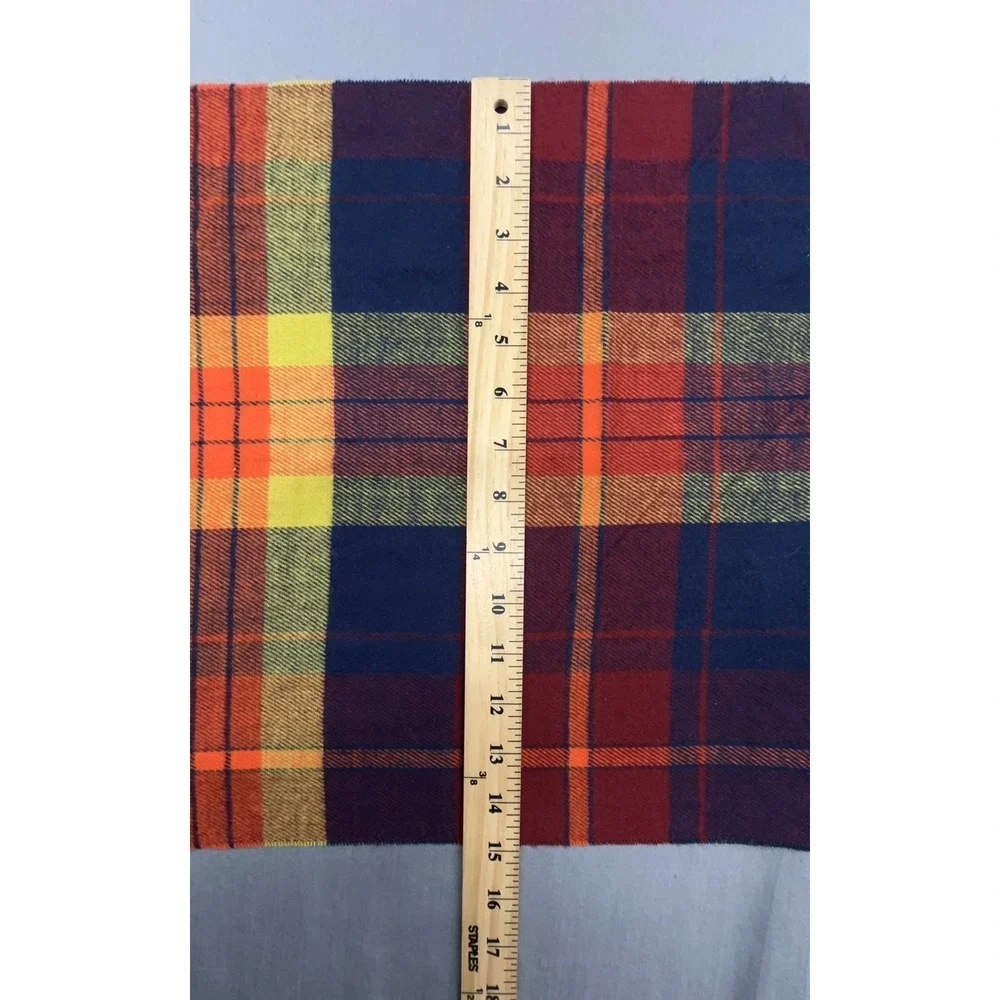 Lands End Scarf Wrap Shawl Multicolor Plaid Fringe Soft Preppy Cottage Lagenlook